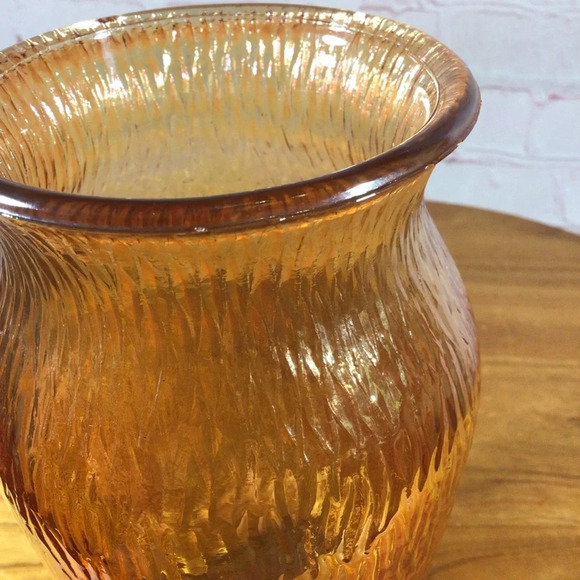 Vintage Iridescent Marigold Jeanette Carnival Glass Vase - Picture 7 of 7
